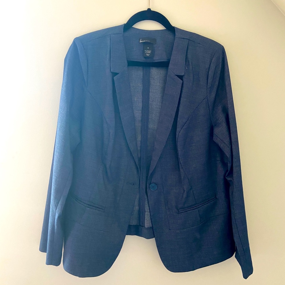 Lame Bryant Blue Denim-Look Blazer Size 18